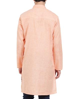 peach cotton long kurta - 15019275 - Standard Image - 3