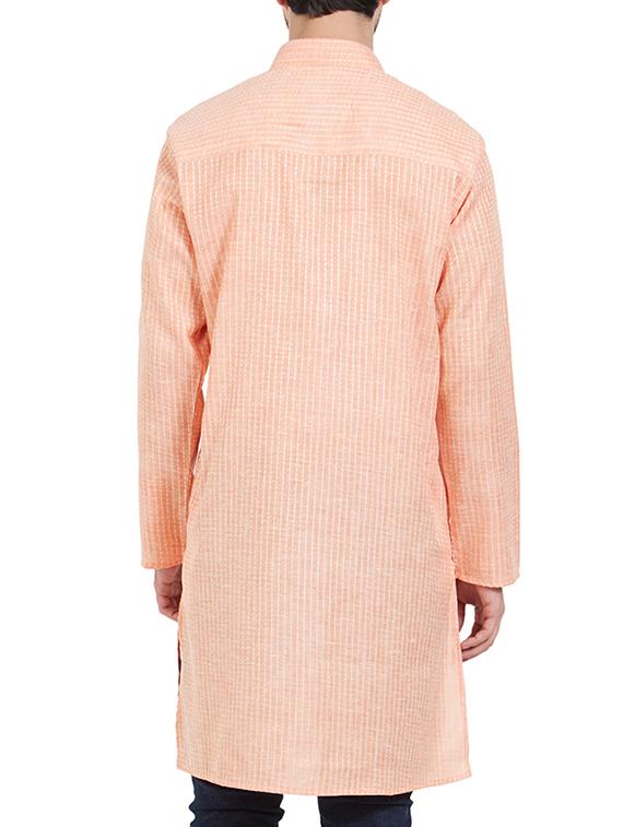 peach cotton long kurta - 15019275 - Zoom Image - 3