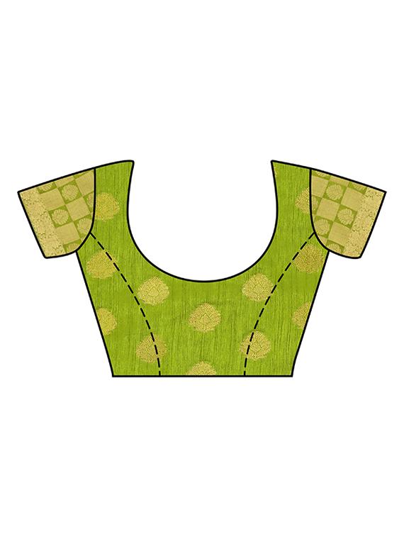 mehandi art silk kanjivaram saree with blouse - 15019291 - Zoom Image - 3