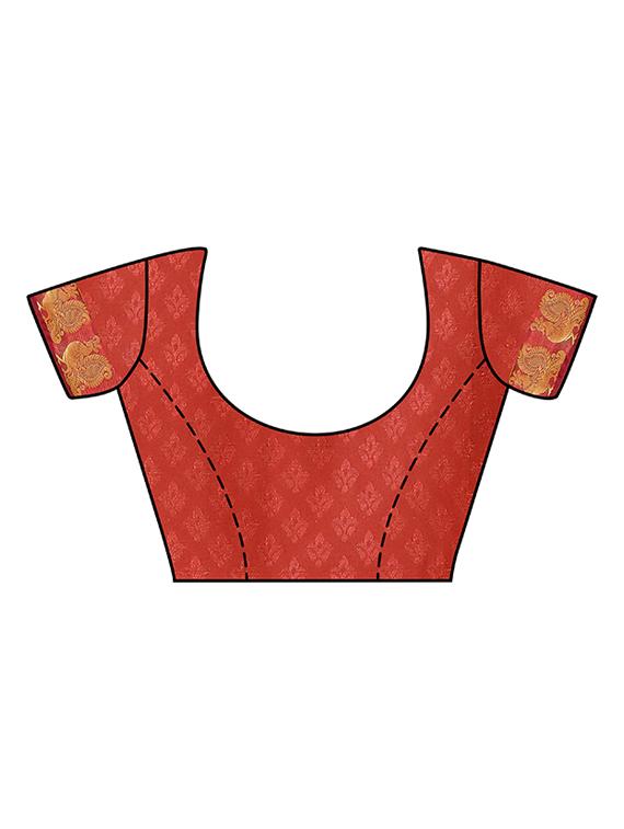 orange art silk woven saree with blouse - 15019307 - Zoom Image - 3