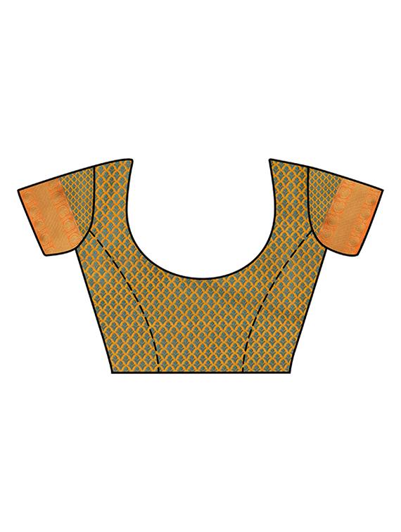 orange art silk woven saree with blouse - 15019309 - Zoom Image - 3