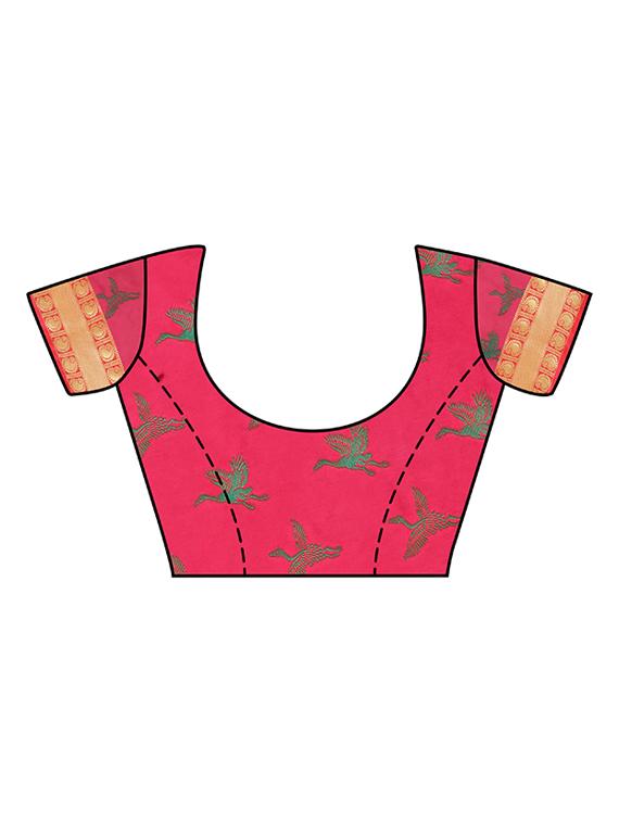 pink art silk woven saree with blouse - 15019311 - Zoom Image - 3