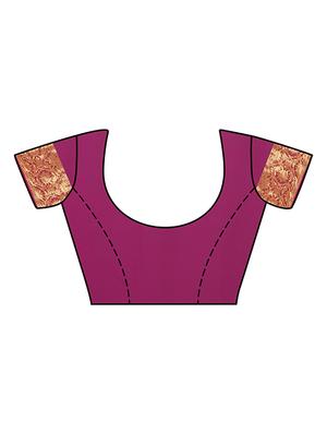 purple chiffon woven saree with blouse - 15019321 - Standard Image - 3