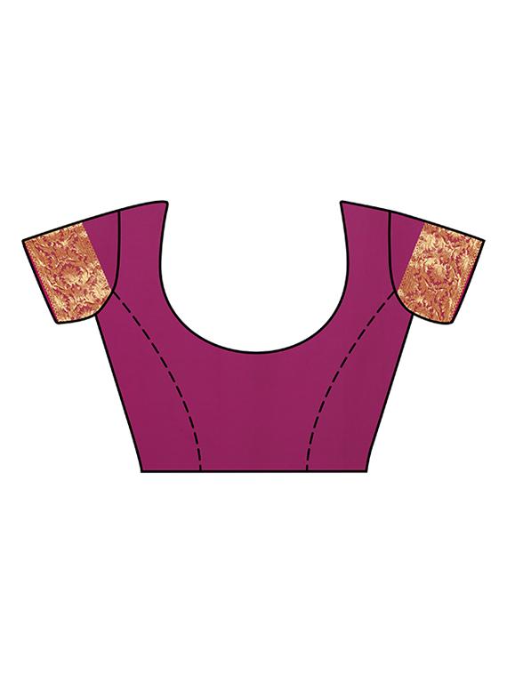 purple chiffon woven saree with blouse - 15019321 - Zoom Image - 3