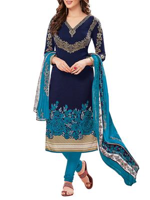 blue synthetic suit combos unstitched - 15019604 - Standard Image - 3