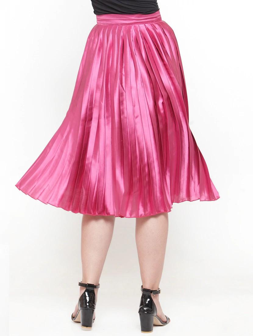 pink solid pleated skirt - 15019748 - Zoom Image - 3