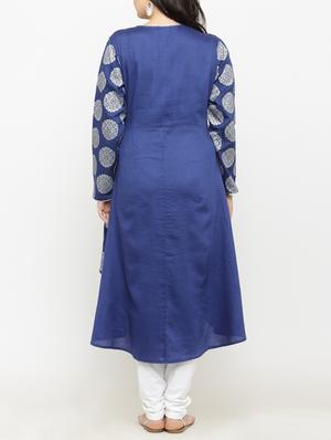 blue viscose aline kurta - 15019755 - Standard Image - 3