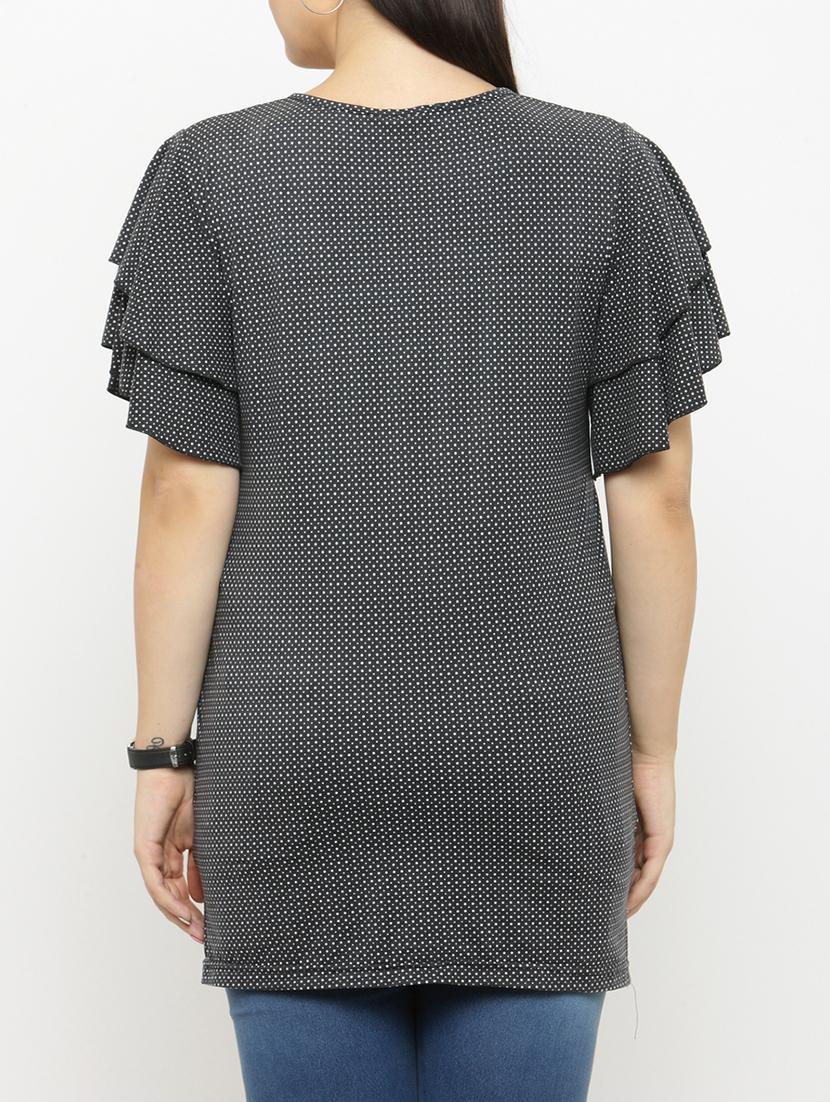 black printed plus top - 15019813 - Zoom Image - 3