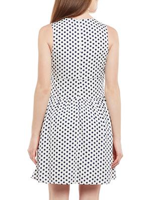 white polka doted fit & flare dress - 15020101 - Standard Image - 3
