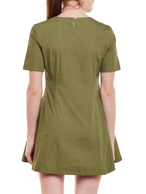 olive cotton a-line dress - 15020105 - Standard Image - 3