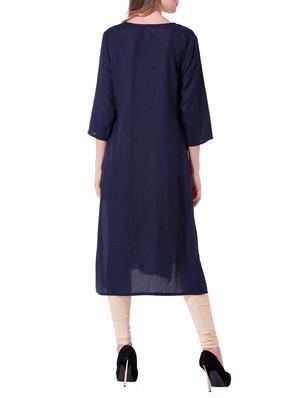 blue rayon straight kurta - 15020212 - Standard Image - 3