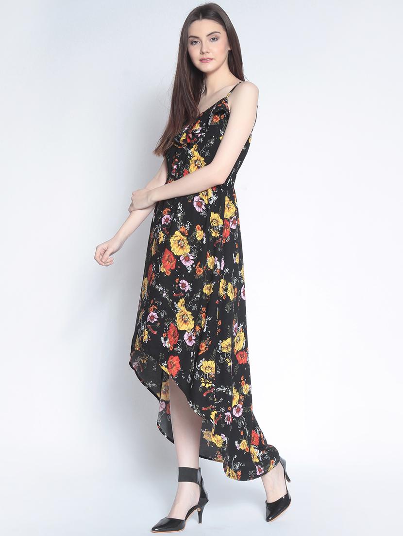 black printed high low dress - 15020368 - Zoom Image - 3