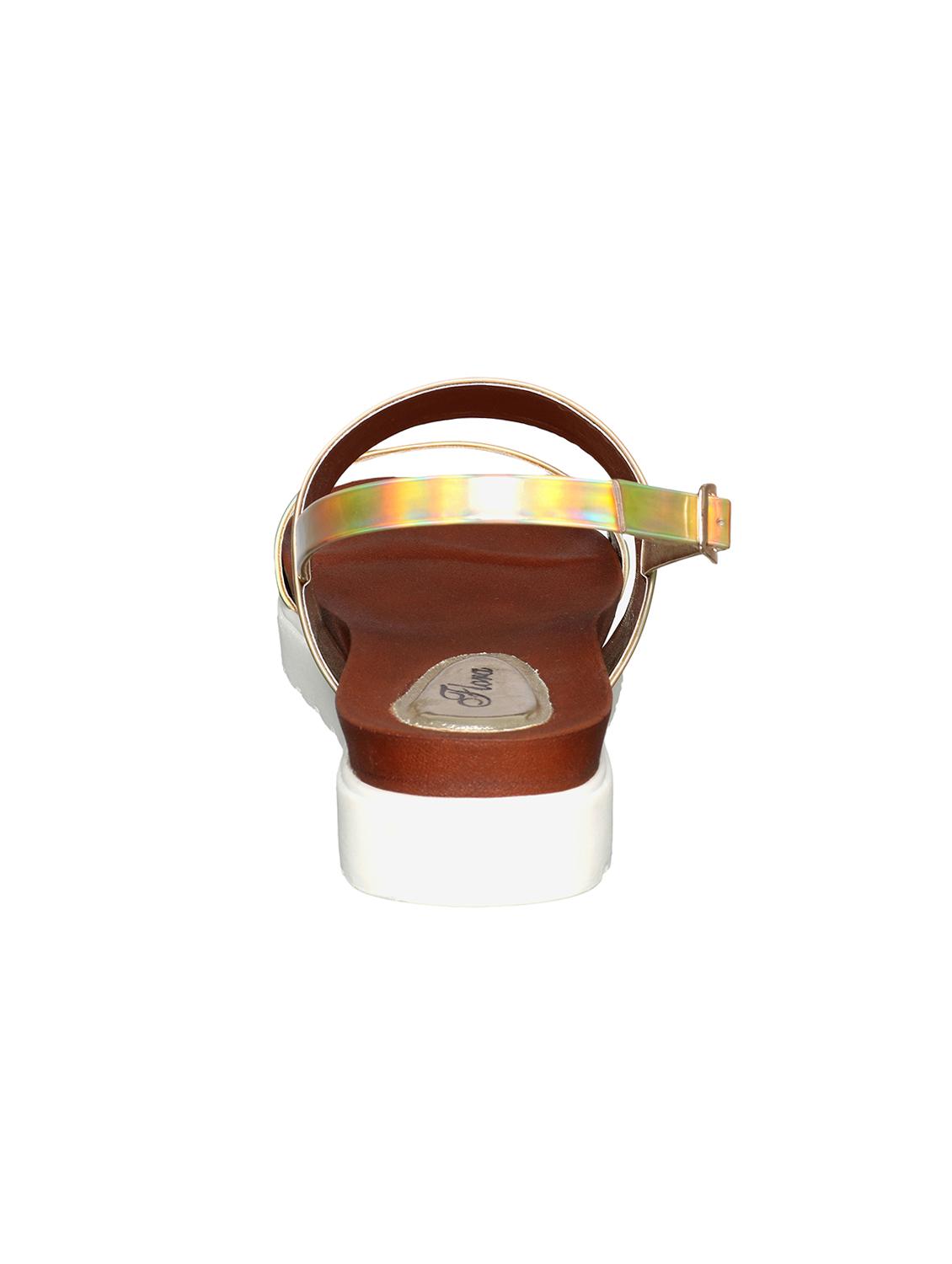 gold pu back strap sandals - 15020534 - Zoom Image - 3