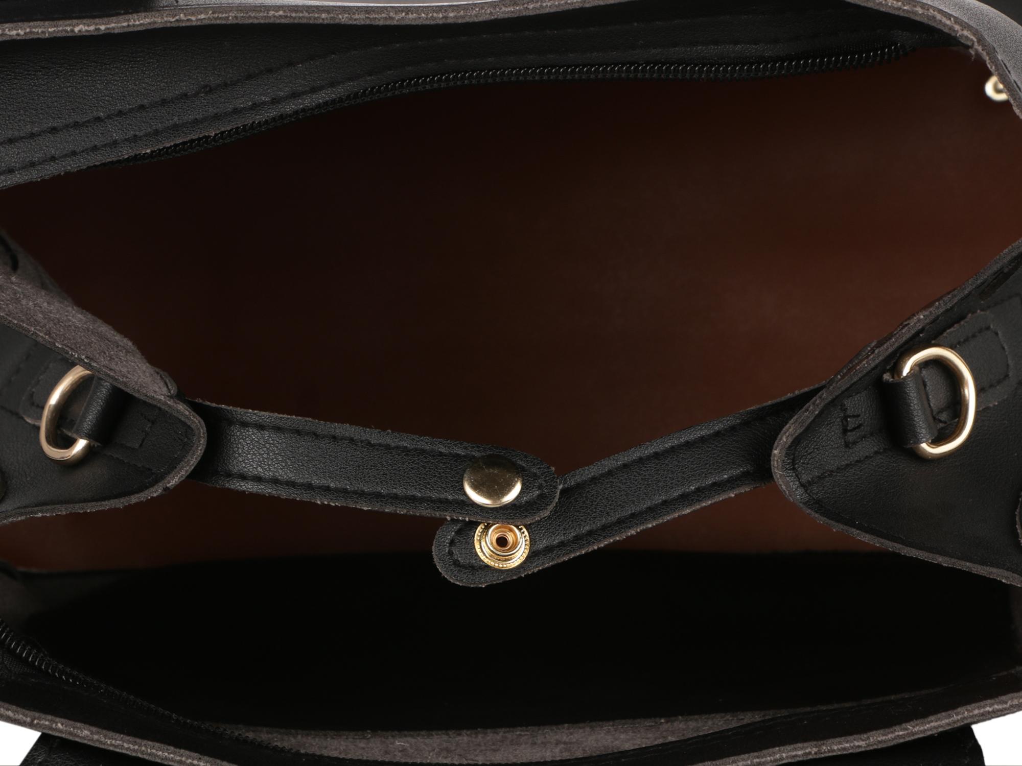 black leatherette handbag - 15020883 - Zoom Image - 3