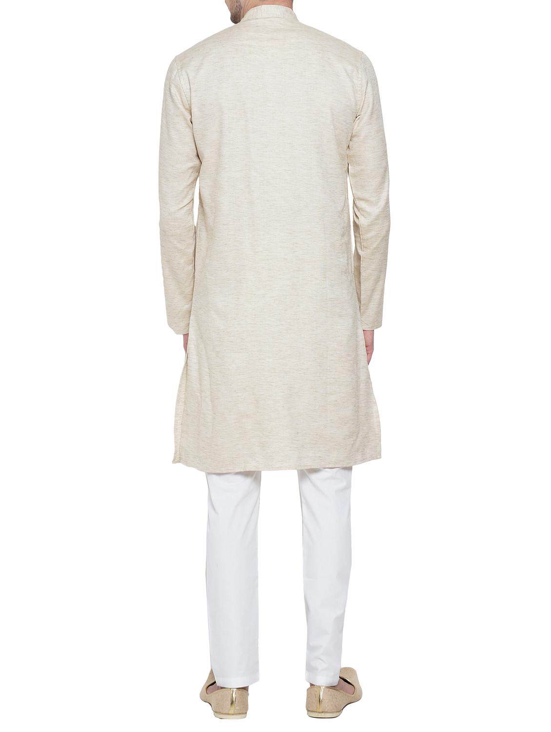 khakhi cotton kurta pyjama set - 15020924 - Zoom Image - 3