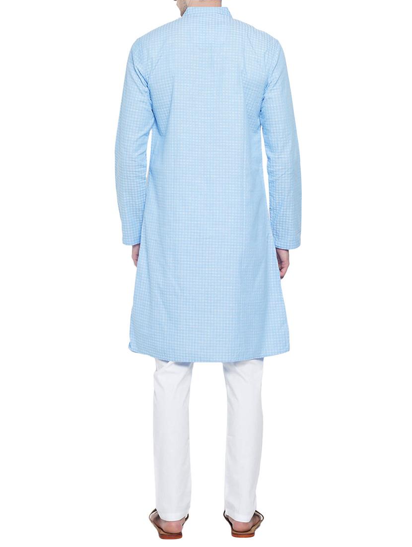 sky blue cotton ethnic wear set - 15020937 - Zoom Image - 3