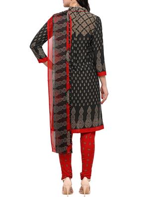 black crepe churidaar suits unstitched suit - 15021831 - Standard Image - 3