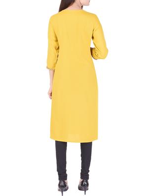 yellow rayon straight kurta - 15021836 - Standard Image - 3