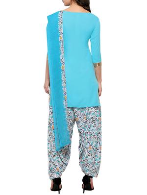 blue crepe patiyala suits unstitched suit - 15022280 - Standard Image - 3