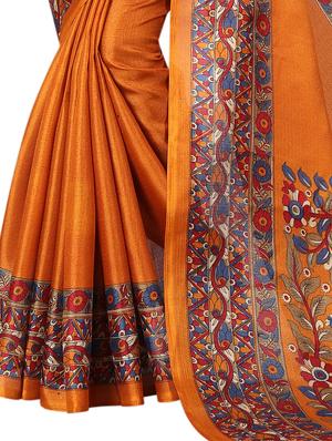 yellow khadi printed saree with blouse - 15022761 - Standard Image - 3