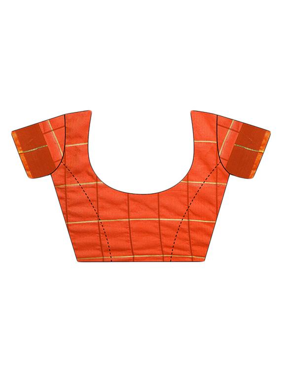 orange art silk woven saree with blouse - 15023137 - Zoom Image - 3