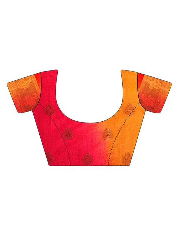 orange banarasi silk saree with blouse - 15023143 - Zoom Image - 3