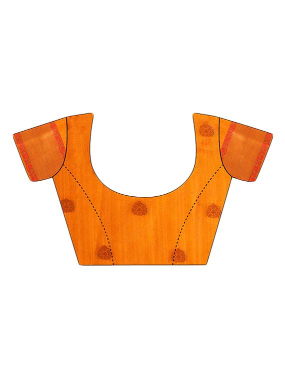 peach banarasi silk saree with blouse - 15023146 - Zoom Image - 3
