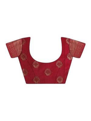 peach banarasi silk saree with blouse - 15023167 - Standard Image - 3