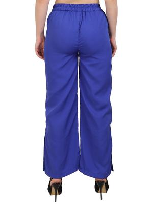 blue crepe palazzos - 15023438 - Standard Image - 3