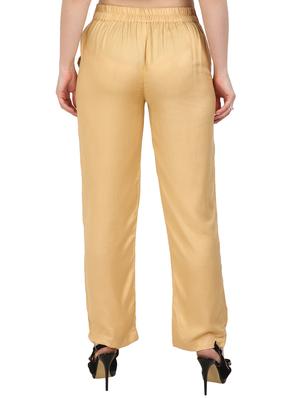 beige rayon palazzo - 15023448 - Standard Image - 3