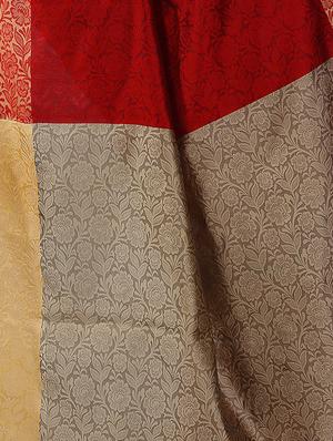 maroon cotton blend woven saree with blouse - 15023485 - Standard Image - 3
