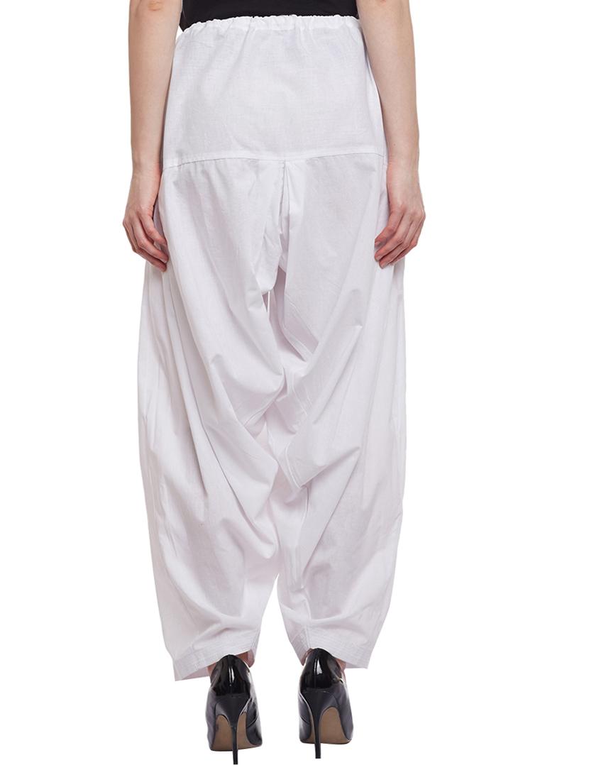 white cotton patiyala salwars - 15023628 - Zoom Image - 3