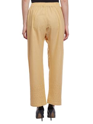 solid beige cotton palazzo - 15023640 - Standard Image - 3