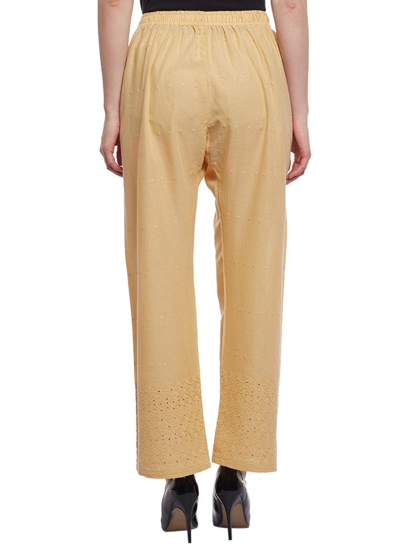 solid beige cotton palazzo - 15023640 - Zoom Image - 3