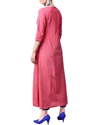 pink cotton solid kurta - 15023847 - Standard Image - 3
