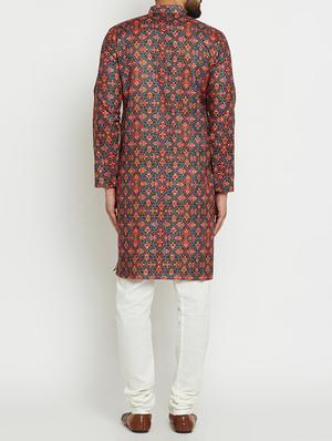 multi colored linen long kurta - 15024125 - Standard Image - 3