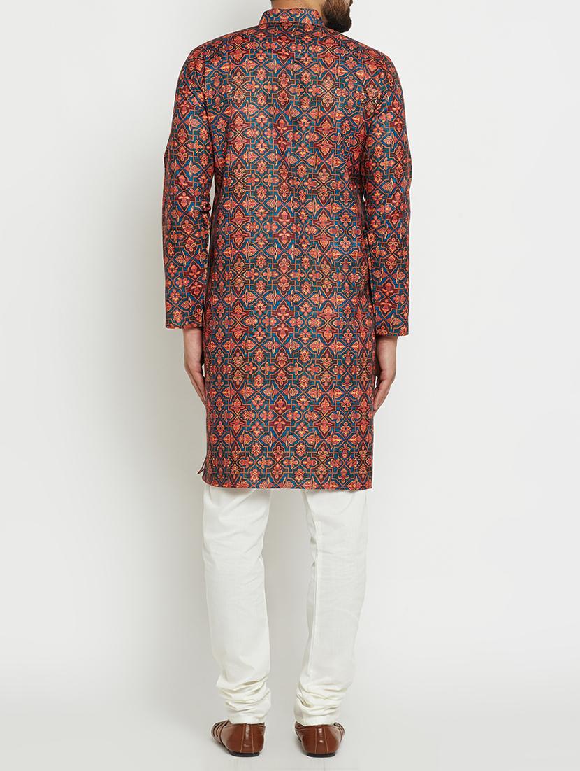 multi colored linen long kurta - 15024125 - Zoom Image - 3