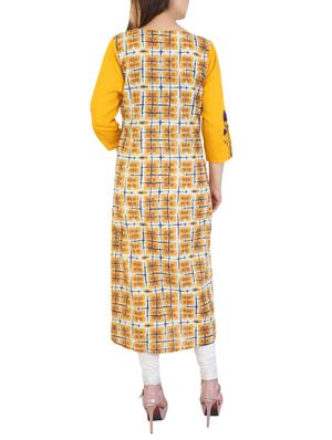 yellow cotton straight kurta - 15024484 - Standard Image - 3