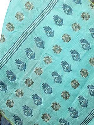 turquoise cotton tant saree - 15025025 - Standard Image - 3