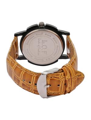 LOF Black Round Dial Leather Strap Men's Analog watch - LW1001 - 15025093 - Standard Image - 3
