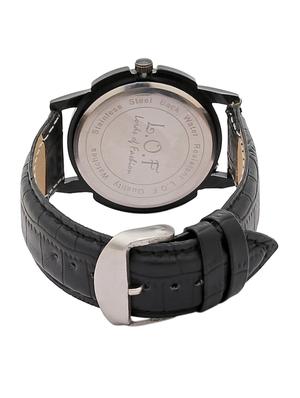 LOF Black Round Dial Leather Strap Men's Analog watch - LW1004 - 15025094 - Standard Image - 3