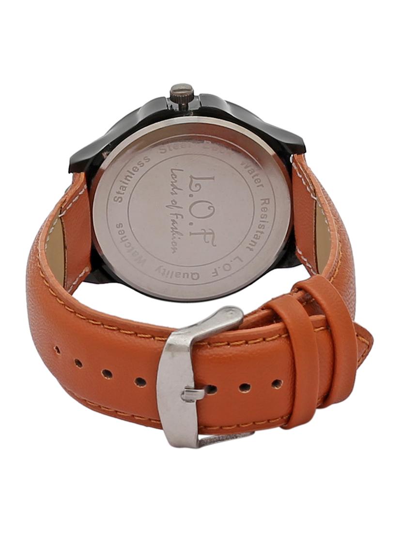 LOF Black Round Dial Leather Strap Men's Multi function Analog watch - LW2008 - 15025100 - Zoom Image - 3