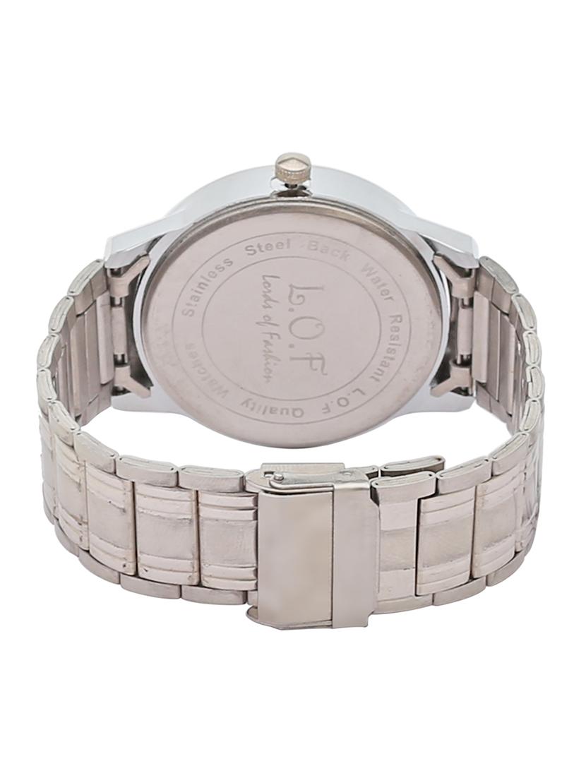 LOF Blue Round Dial Metal Strap Men's Multi function Analog watch - LW3002 - 15025108 - Zoom Image - 3