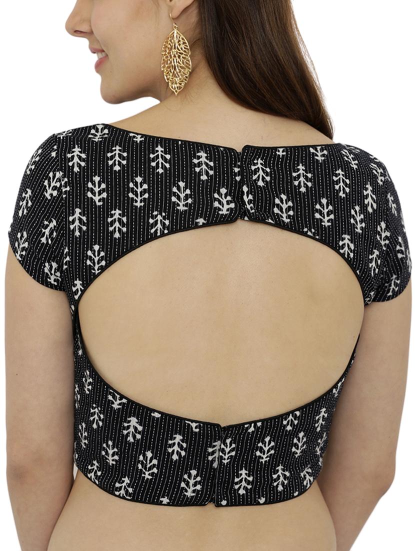 black cotton printed blouse - 15025173 - Zoom Image - 3
