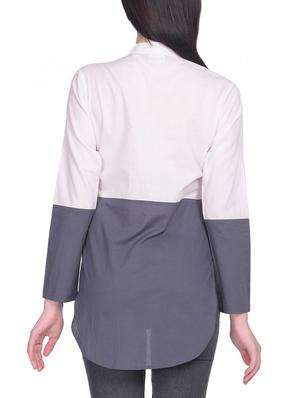 white cotton asymmetric shirt - 15025221 - Standard Image - 3