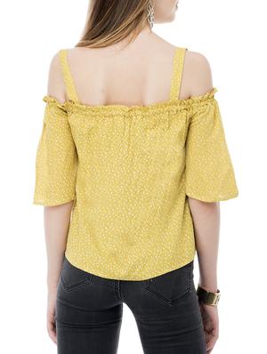 yellow viscose printed top - 15025556 - Standard Image - 3