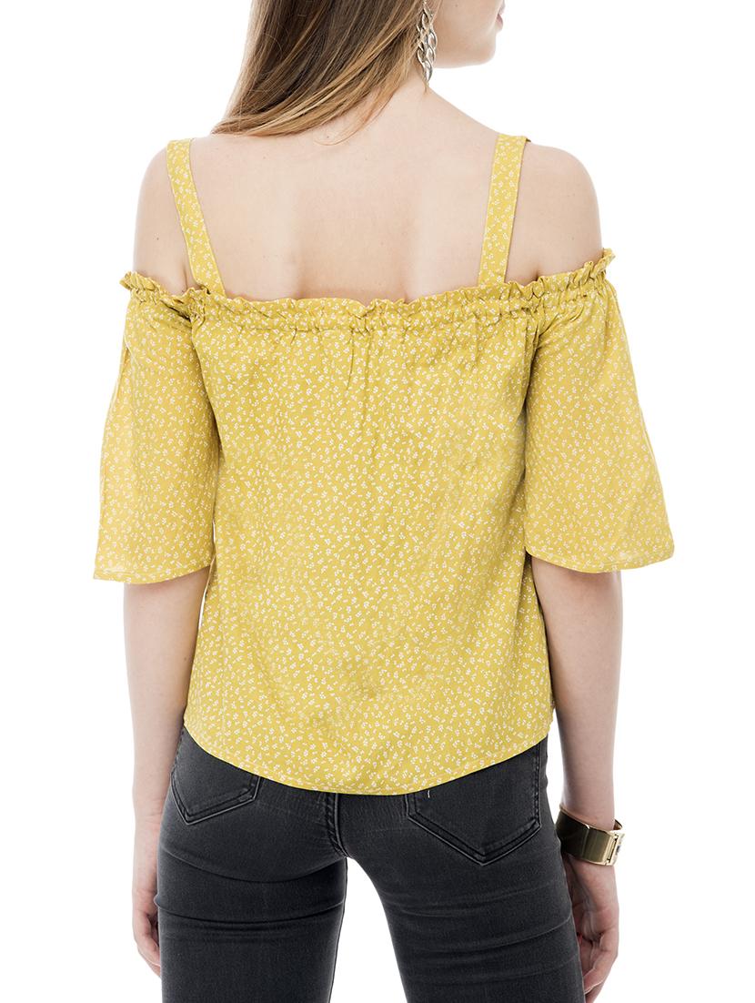 yellow viscose printed top - 15025556 - Zoom Image - 3