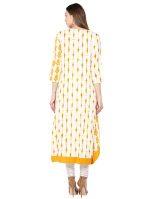 yellow rayon highlow kurta - 15027454 - Standard Image - 3