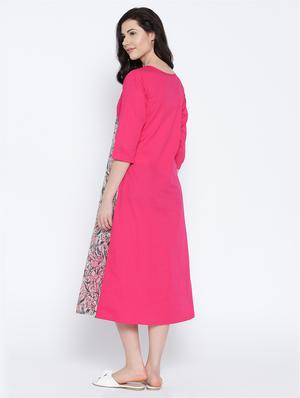 pink printed georgette a-line dress - 15027523 - Standard Image - 3