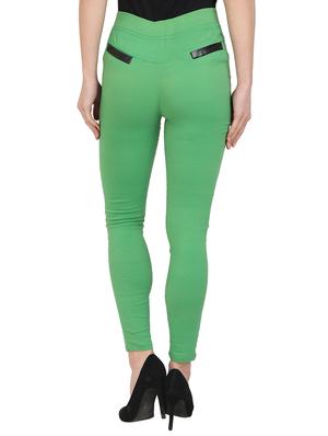 green cotton lycra jeggings - 15027530 - Standard Image - 3
